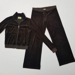 Authentic Vintage Juicy Couture TrackSuit Set Brown Jacket Pants Velour Large